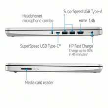 Newest 14" FHD 1080P Light-Weight Laptop For Business And Student, 4-Core Intel Pentium N6000 (Up To 3.3GHz), 8GB RAM, 64GB EMMC+128GB SSD, WiFi, 1-Year Microsoft 365 - Bạc - Xem 6