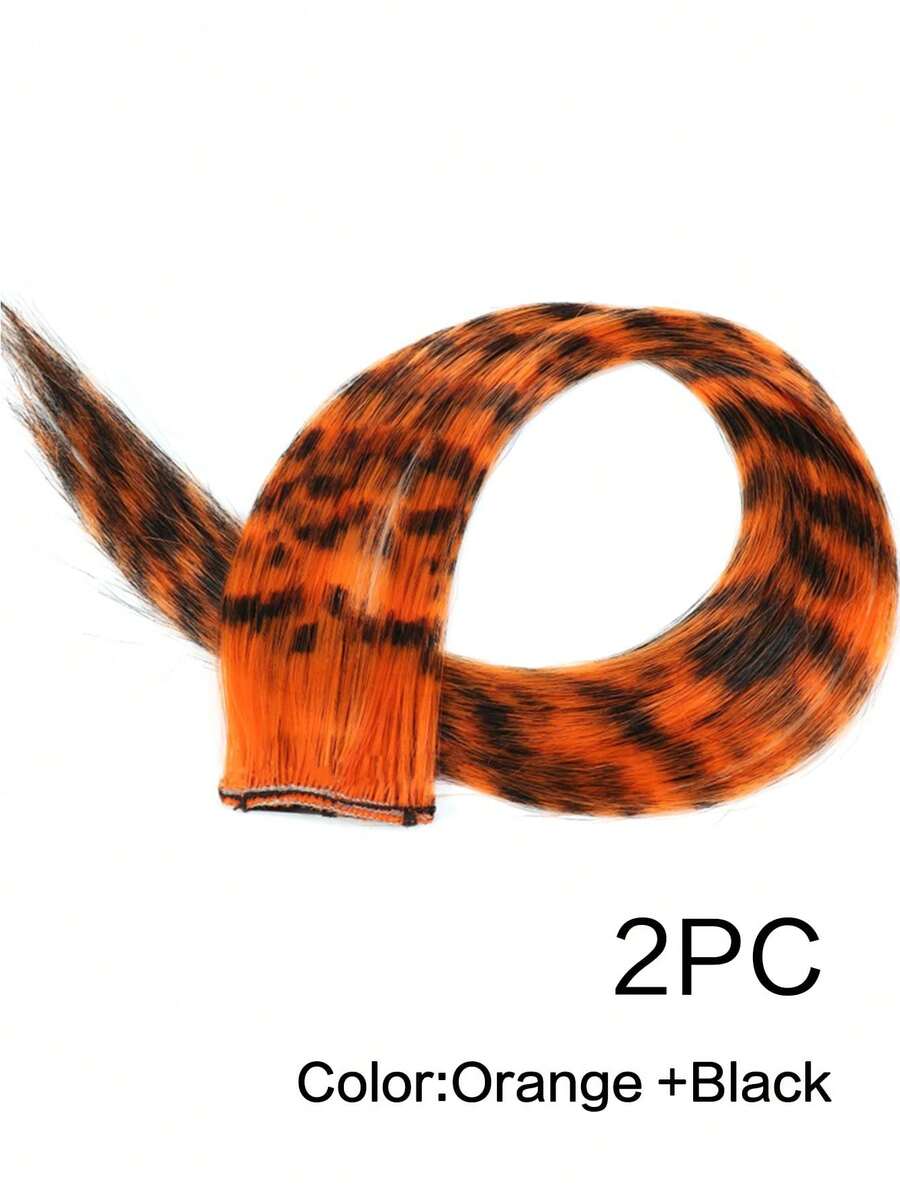 2pcs 18inch Synthetic Feather Long Straight Hair Extension Colorful