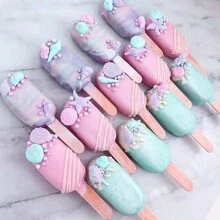 海洋主题硅胶模具，1/4 件美人鱼尾巴贝壳海螺海星模具适用于 DIY 蛋糕装饰巧克力糖果聚合物粘土制作项目