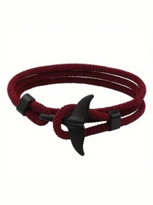 1pc Oceanic Anchor Whale Tail Braided Rope Bracelet - Fashionable Funky Accessory With Synthetic Fiber Rope Material, Simple Yet Cool Design For Men And Women This Is Adjustable Bracelet