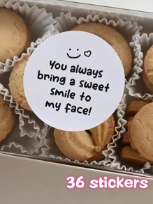 36pcs/48pcs/72pcs "Thank You" Square/Round Shape Simple Instagrams Gift Stickers, Decoration Stickers, Thank You Labels, Dessert Stickers Valentine Day