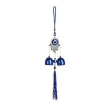 1pc Blue Tassel Wind Chimes: Outdoor Wind Chime, Blue-Eyed, Heart-Shaped, Palm-Shaped Hanging Decor (12 Inches) - Multicolor - View 10