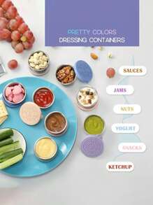 3pcs Stainless Steel Condiment Cups With Silicone Lids - Leak-Proof, Reusable Sauce Containers For Picnics And Holidays - Multicolor - View 3