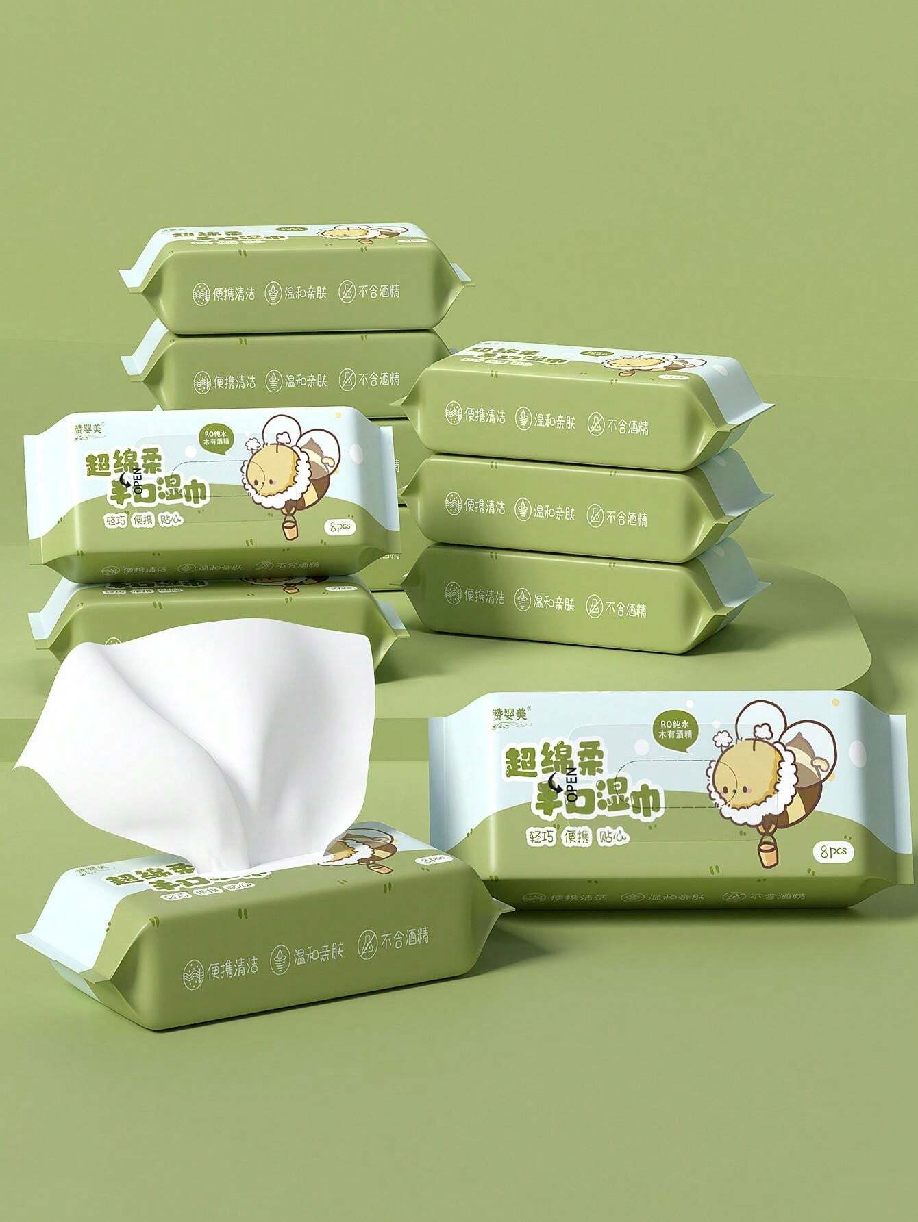 10pcs Lingettes Humides Larges Biodégradables Lingettes Pour Les