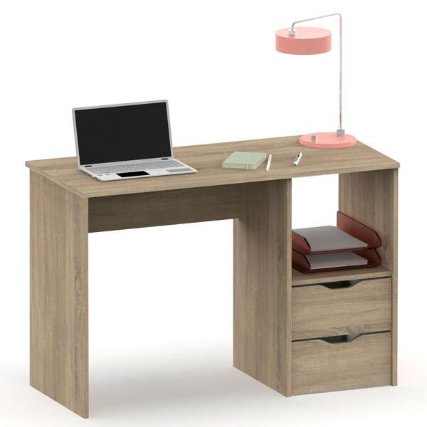 Briebe Escritorio, Mesa de Ordenador ✅Envíos 24/48h✅ 76x115x50cm 2 Cajones, Oficina, Habitación Juvenil, Desk, Tocador, Briebe, Prakt, Madera