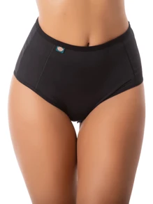 High Waist Strap Panties Double Comfort Secure Belly Shaping Compression - Đen và trắng - Xem 2