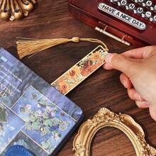 4 Pcs Retro Floral Painting Metal Bookmark Hollow Bronzing Bookmark With Tassel Stationery Gifts School Supplies For Book Club Reader Birthday Festival Writers Book Lovers Friends Teachers Students