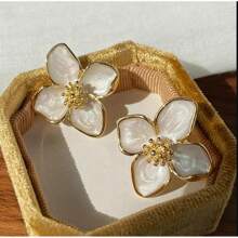 芙蓉滴釉花朵耳钉女款女孩法式复古 2023 时尚韩式婚礼浪漫珠宝礼物