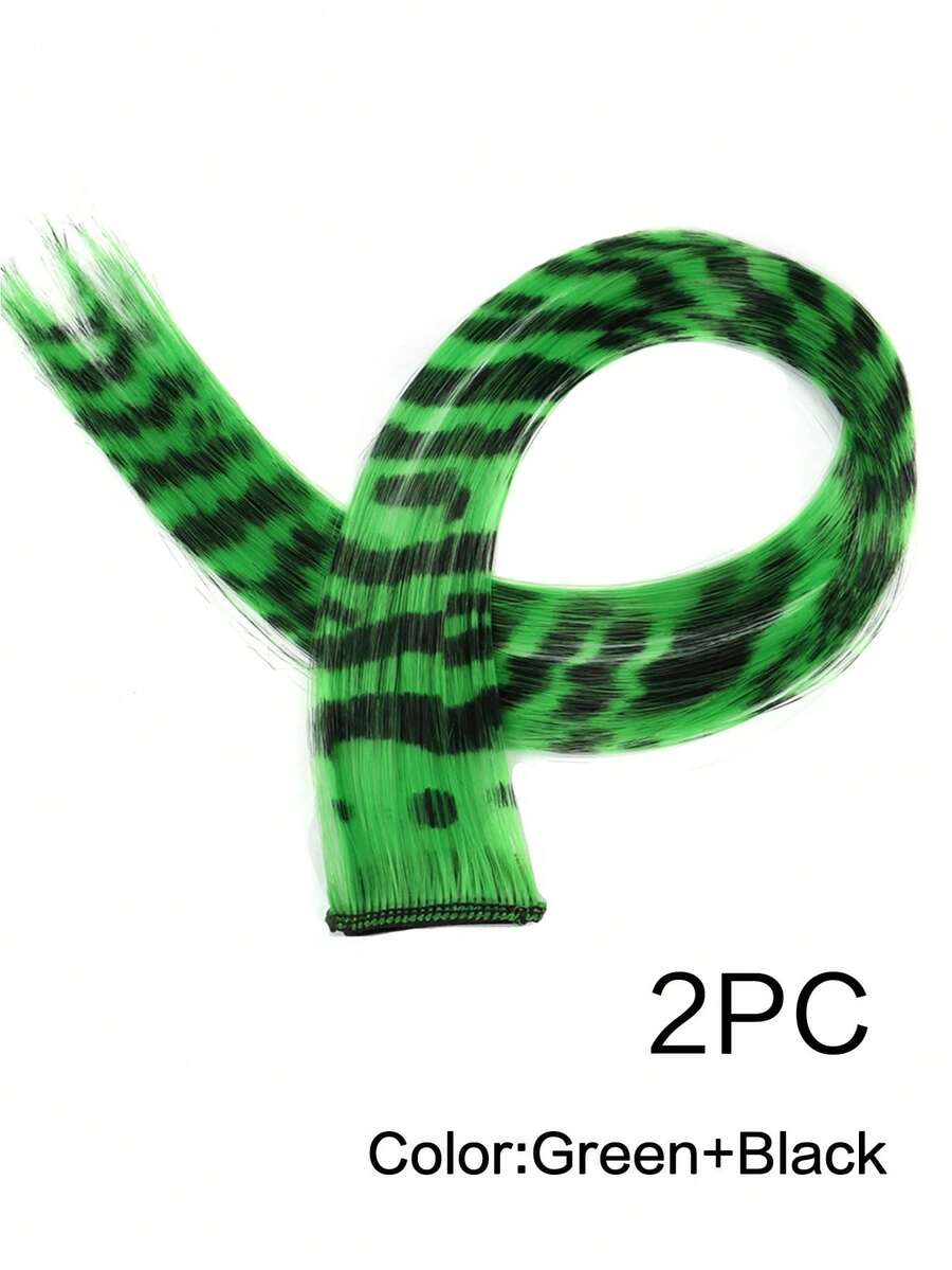 2pcs 18inch Synthetic Feather Long Straight Hair Extension Colorful