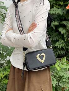 热销时尚潮流配色女士 PU 斜挎包 女士相机包 - 黑色 - 查看 5