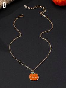 1 Piece 2024 New European And American Cross-Border Creative  Hat Jack-O '-Lantern Ghost Bat Halloween Necklace Women Wear Daily
