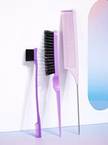 Set de 3 piezas para peinado profesional - Set de herramientas de peinado que incluye: Botella de spray continuo de 200ml, cepillo masajeador del cabelludo, cepillo para el control del cabello, peine de púas, peine de precisión, peine de tejer, peine de metal para trenzas, ideal para uso diario - Rosa - Ver 9