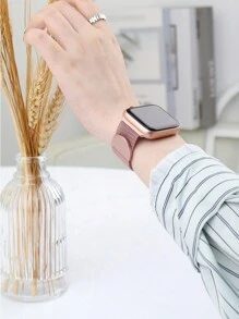 1条男女通用经典金属磁吸米兰尼斯网状表带，运动时尚，兼容 Series 11、10、9，尺寸：45mm、49mm、38mm、40mm、41mm、42mm、44mm、46mm，兼容 Ultra/SE/11/10/9/8/7/6/5/4/3/2/1，时尚粉色智能手表表带 - 粉色 - 查看 5