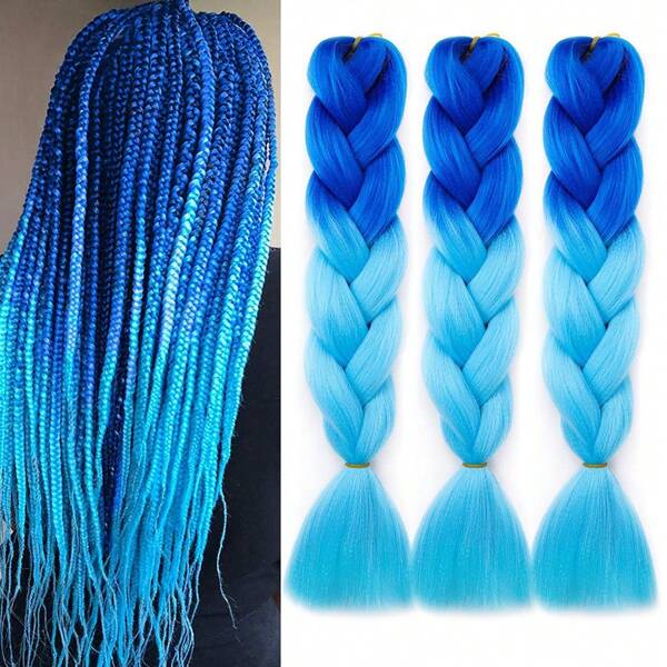 Jumbo Braiding Hair Ombre Colors Mix Braiding Hair Kanekalon Synthetic Hair 3pcs Rainbow Colors Extensions Music Festival