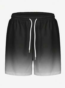 HANZUNPIN 2pcs Men Hooded Sweatshirt And Shorts Set, Relaxed Fit Crease-Resistant Streetwear Casual Sports Outfit With 3D Digital Printed Pattern And Kangaroo Pocket, Drawstring Hoodie And Sweatpants Tracksuit For Men - Black - View 6