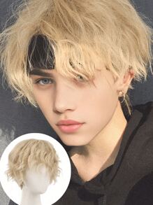 Man Wig ,Fashionable And Breathable Manga Short Hair, Cosplay Wigs For Both Boys And Girls Fireworks Hot Curly Hair Synthetic Fiber - Multicolor - View 11