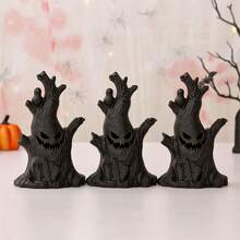 Bí ngô Halloween phát sáng, đồ trang trí gốc cây ma, đèn nến điện tử LED hình mặt đáng sợ dùng để trang trí phòng ngày lễ Halloween, trang trí sân vườn Halloween làm quà tặng, trang trí ngày lễ, trang trí lễ hội - đen - Xem 2