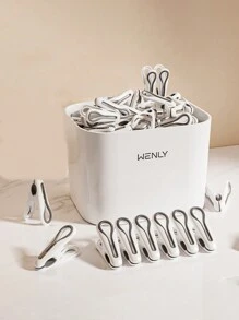 12/24/36件/套无痕晾衣夹 收纳篮强力固定袜夹 多用途塑料夹子 家用防风防滑宿舍家居用品(收纳篮+无痕孔雀夹)