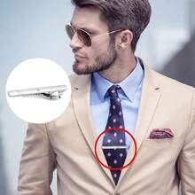 COOLERFIRE 1 pieza Nuevo clip para corbata para hombres, kit de clip para corbata firme, broche de corbata para accesorios de hombres LD03 - Plateado - Ver 1