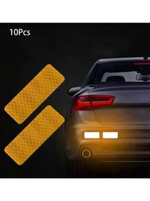 10pcs Car Bumper Reflective Safety Stickers, High Visibility Reflective Tape, Suitable For Cars, Motorcycles, Bicycles, Trucks