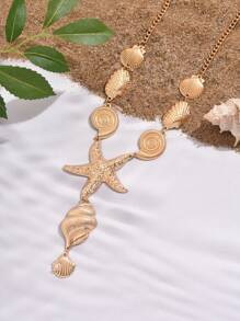 1pc New Stylish Ocean Themed Pendant Necklace - Yellow Gold - View 4
