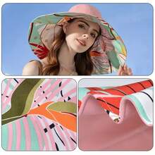 A Summer Wide Brim Women's Hat Elegant Flower Print Double Sided Sun Hat Breathable Bunny Outdoor Travel Beach Bucket Hat Women Daily Use - Multicolor - View 10