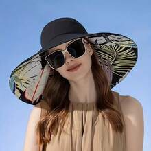 A Summer Wide Brim Women's Hat Elegant Flower Print Double Sided Sun Hat Breathable Bunny Outdoor Travel Beach Bucket Hat Women Daily Use - Multicolor - View 7