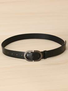 1pc Women's Plus Size Gunmetal Black Double D Letter PU Buckle Stylish Belt, Gift For Girlfriend - Gun Black - View 4