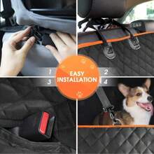 [Waterproof Pet Hammock] Waterproof Dog Car Seat Cover - Pet Hammock With 4 Pockets, Scratch And Slip Protection For Rear Seat, Suitable For Cars, Trucks And SUVs