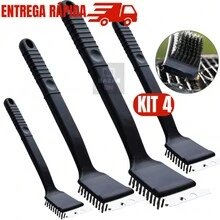 Kit 4 Barbecue Grill Brushes With Spatula Scraper Steel Bristles Quality Grill Cleaner - 彩色 - 查看 1