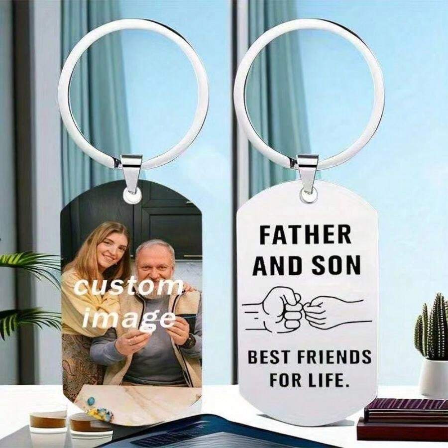 Lorajewel Porte-clés Papa Personnalisé – Photo + Noms, Cadeau Fête Des Pères Émotion En Acier Inox