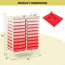 SlickBlue 20 Drawers Storage Rolling Cart Studio Organizer