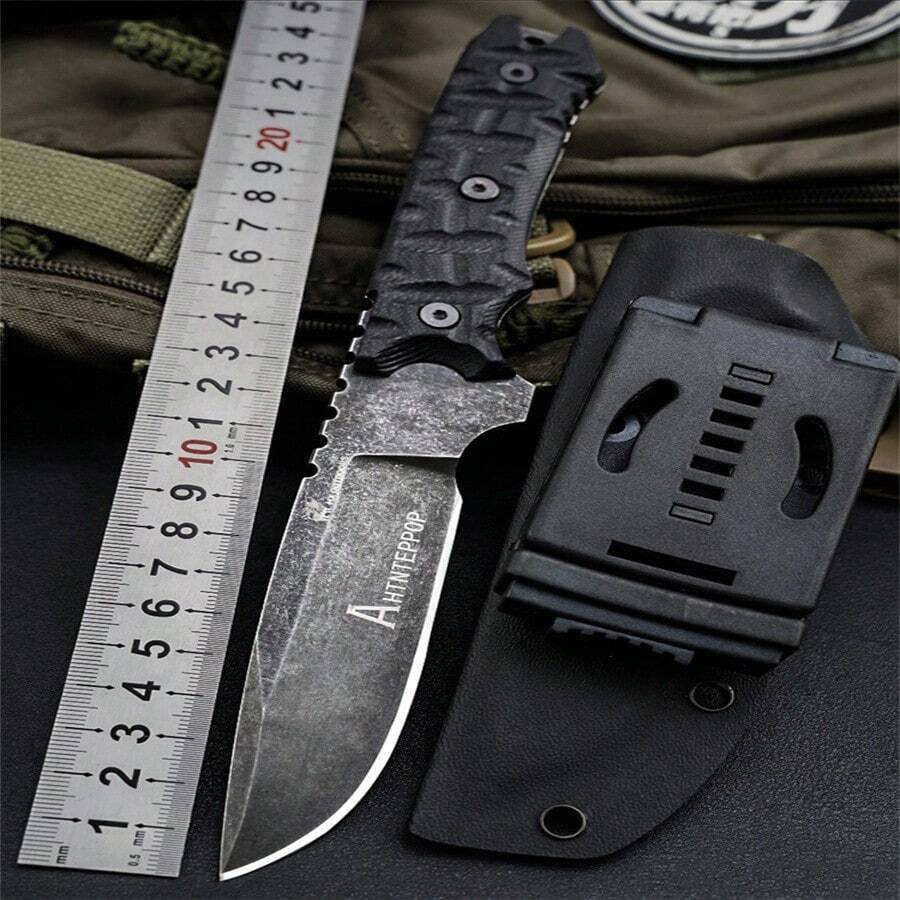 Alpha Outdoor Survival Straight Blade Knife, Sharp High Hardness EDC