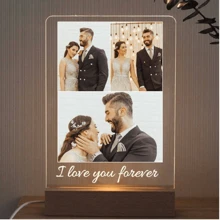 1pc Customized Photo Collage Plaque - Personalized Frame - Best Friend, Valentine's Day Engagement Wedding Birthday Gift - Couples Gift, Customized Acrylic Lamp With Photo And Text, Personalized Photo Lamp, Customized Acrylic Lamp, Personalized Photo Collage LED Lamp, Couples Picture Frame, Bedroom Night Light, Birthday Gift, Anniversary Gift, Unique Wedding Gift, Gift For Wife/Her/Girlfriend/Friend