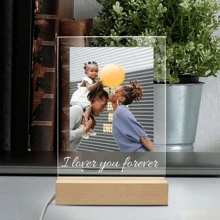 1pc Customized Photo Collage Plaque - Personalized Frame - Best Friend, Valentine's Day Engagement Wedding Birthday Gift - Couples Gift, Customized Acrylic Lamp With Photo And Text, Personalized Photo Lamp, Customized Acrylic Lamp, Personalized Photo Collage LED Lamp, Couples Picture Frame, Bedroom Night Light, Birthday Gift, Anniversary Gift, Unique Wedding Gift, Gift For Wife/Her/Girlfriend/Friend
