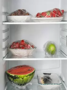 100/200 Pcs Transparent Plastic Wrap Pe Film Plastic Bags Bowl Cover Leftover Cap, Keeping Your Food Fresh And. Kitchen Accessory - Clear - View 2