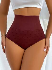Conjunto de 7 piezas de ropa interior tipo tanga sin costuras para mujer con control de abdomen de cintura alta, corazón bordado y rayas tejidas