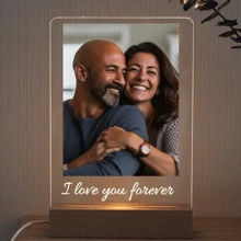 1pc Customized Photo Collage Plaque - Personalized Frame - Best Friend, Valentine's Day Engagement Wedding Birthday Gift - Couples Gift, Customized Acrylic Lamp With Photo And Text, Personalized Photo Lamp, Customized Acrylic Lamp, Personalized Photo Collage LED Lamp, Couples Picture Frame, Bedroom Night Light, Birthday Gift, Anniversary Gift, Unique Wedding Gift, Gift For Wife/Her/Girlfriend/Friend