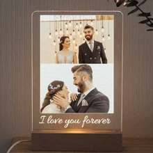 1pc Customized Photo Collage Plaque - Personalized Frame - Best Friend, Valentine's Day Engagement Wedding Birthday Gift - Couples Gift, Customized Acrylic Lamp With Photo And Text, Personalized Photo Lamp, Customized Acrylic Lamp, Personalized Photo Collage LED Lamp, Couples Picture Frame, Bedroom Night Light, Birthday Gift, Anniversary Gift, Unique Wedding Gift, Gift For Wife/Her/Girlfriend/Friend