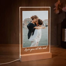 1pc Customized Photo Collage Plaque - Personalized Frame - Best Friend, Valentine's Day Engagement Wedding Birthday Gift - Couples Gift, Customized Acrylic Lamp With Photo And Text, Personalized Photo Lamp, Customized Acrylic Lamp, Personalized Photo Collage LED Lamp, Couples Picture Frame, Bedroom Night Light, Birthday Gift, Anniversary Gift, Unique Wedding Gift, Gift For Wife/Her/Girlfriend/Friend