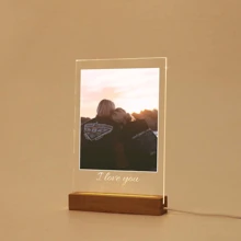 1pc Customized Photo Collage Plaque - Personalized Frame - Best Friend, Valentine's Day Engagement Wedding Birthday Gift - Couples Gift, Customized Acrylic Lamp With Photo And Text, Personalized Photo Lamp, Customized Acrylic Lamp, Personalized Photo Collage LED Lamp, Couples Picture Frame, Bedroom Night Light, Birthday Gift, Anniversary Gift, Unique Wedding Gift, Gift For Wife/Her/Girlfriend/Friend