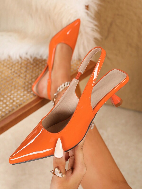 Women's Solid Color Mid-Heel Shoes, Fashion Pointed Toe Formal Mid-Heel Shoes, Fashionable Ankle Strap Open Toe Mid-Heel Shoes
