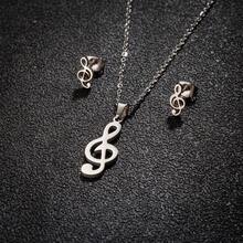 1PC Stainless Steel Jewelry Group Women Minimalist Music Stars Plum, Sports Football Fitness Necklace Earrings - Silver - View 13