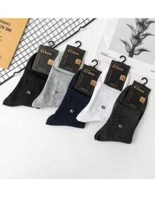 paquete de 10 pares calcetines formales para caballero calceta de vestir a media pantorrila algodon - Multicolor - Ver 3