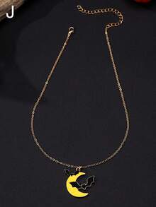 1 Piece 2024 New European And American Cross-Border Creative  Hat Jack-O '-Lantern Ghost Bat Halloween Necklace Women Wear Daily