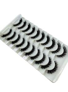 New 10 Pairs 6d Fluffy Lashes Makeup Eyelashes Soft Fluffy Lashes False Eyelashes Handmade Reusable Short Natural Eyelashes Dramatic Artificial 3D Mink Lashes Extension Makeup 3D Cilioss False Eyelashes - Black - View 5
