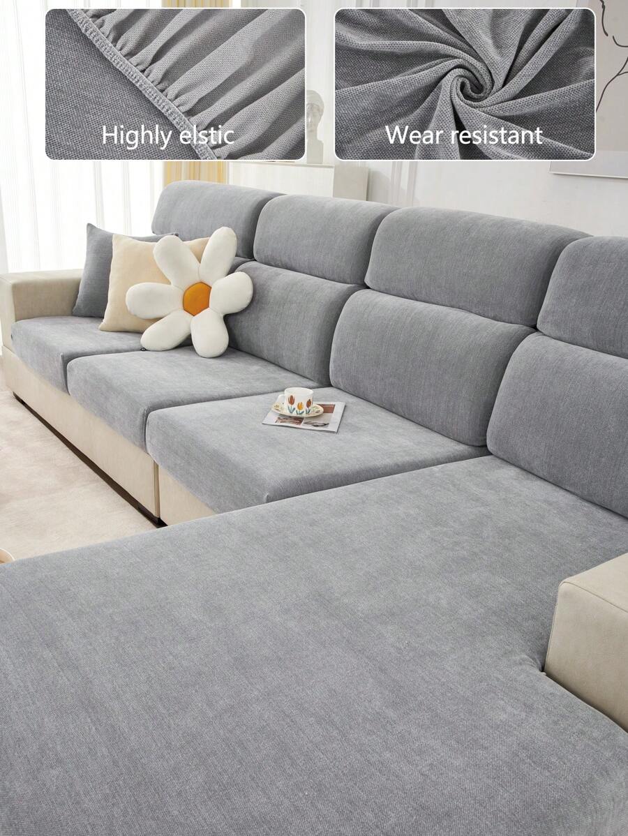 1 Vỏ đệm ghế sofa co giãn, Vỏ bọc ghế sofa bằng vải nhung trơn màu chống trượt đa năng, Chăn phủ toàn bộ ghế sofa, Chống bụi và có thể giặt được, Thân thiện với thú cưng, Có thể điều chỉnh cho ghế sofa hình chữ L, Thích hợp cho phòng ngủ, văn phòng, phòng khách