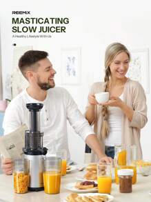 Masticating Juicer Machines, Reemix Cold Press Juicer Machine Compact Size, Juice Extractor, Nutrient And Vitamin Dense,  Easy To Clean - Silver - View 7