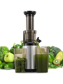 Masticating Juicer Machines, Reemix Cold Press Juicer Machine Compact Size, Juice Extractor, Nutrient And Vitamin Dense,  Easy To Clean - Silver - View 1
