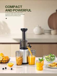 Masticating Juicer Machines, Reemix Cold Press Juicer Machine Compact Size, Juice Extractor, Nutrient And Vitamin Dense,  Easy To Clean - Silver - View 4